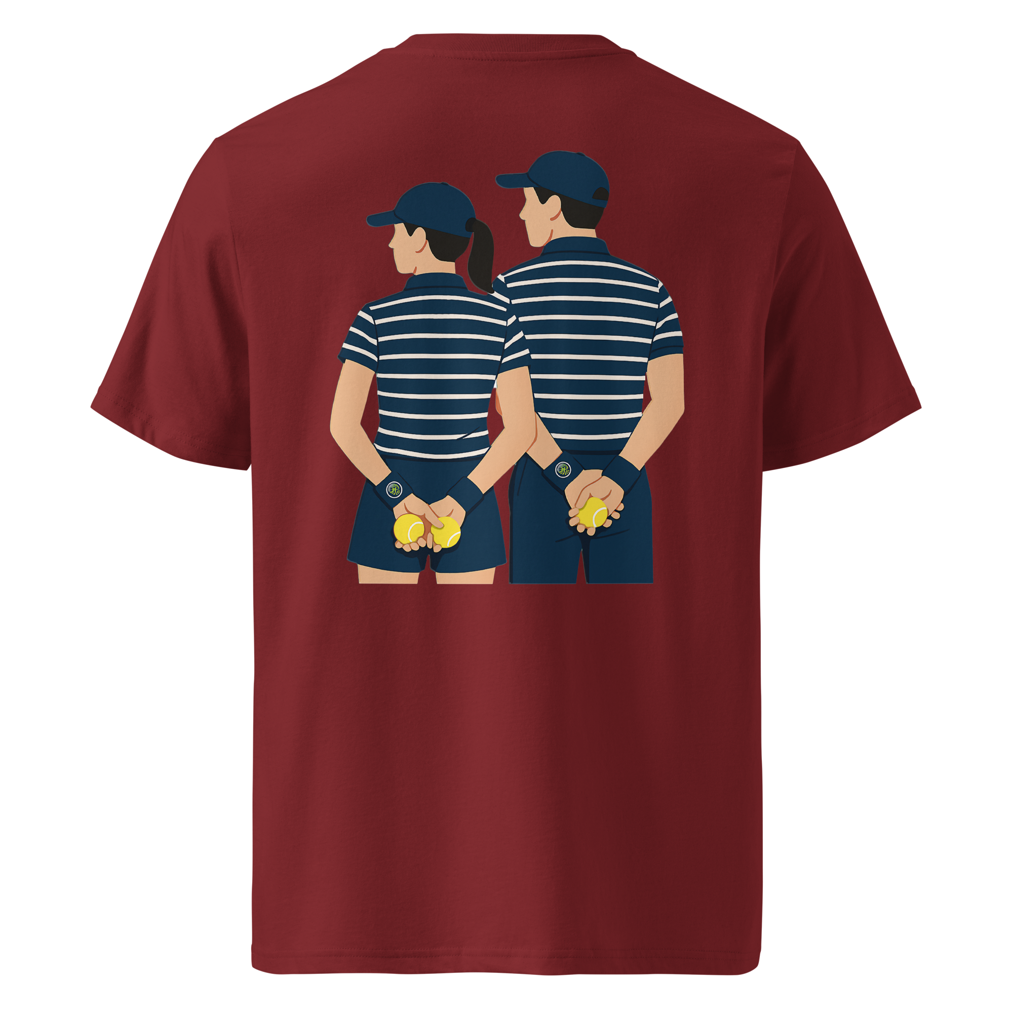 "Ball kids, Back print" Organic ribbed neck tee, Unisex