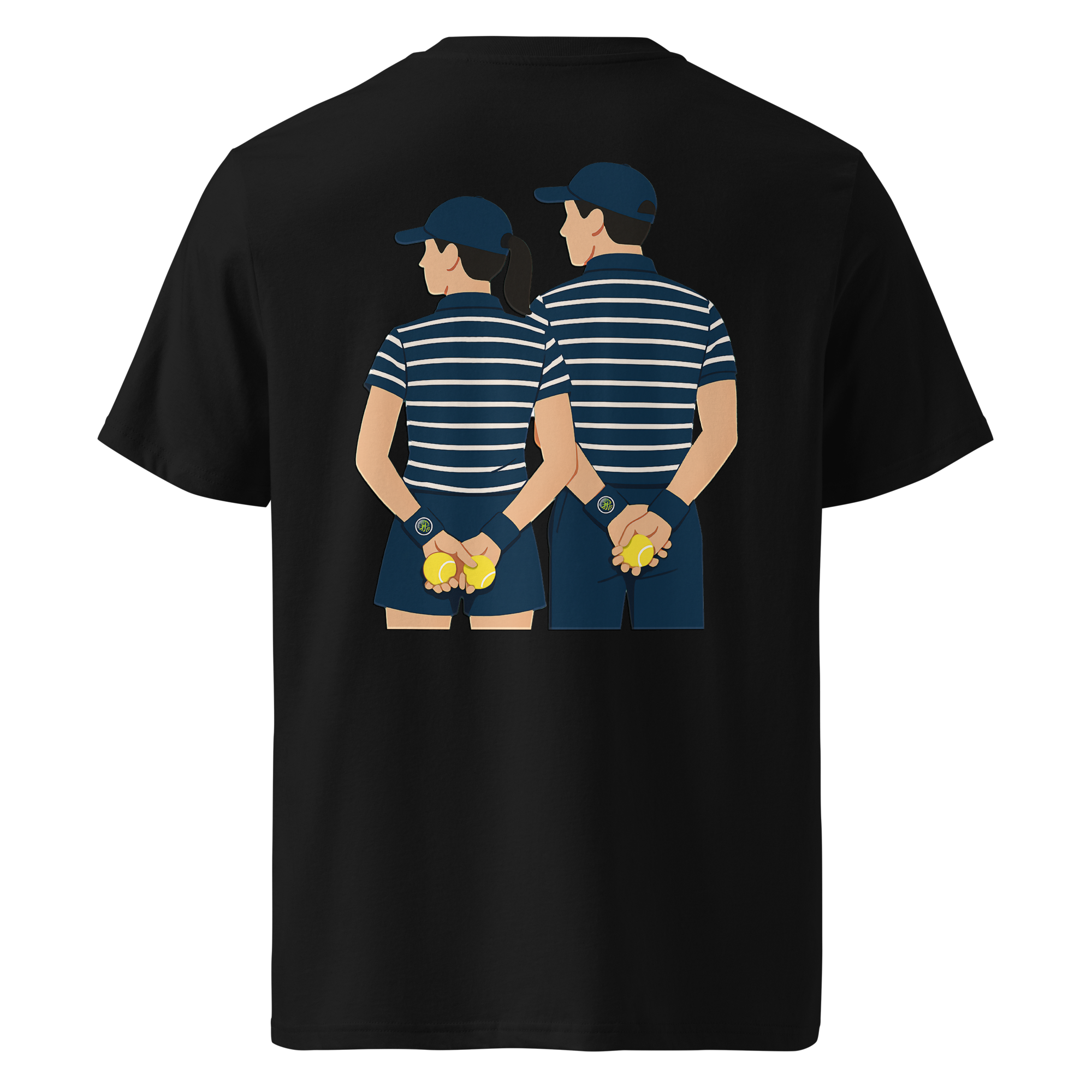 "Ball kids, Back print" Organic ribbed neck tee, Unisex