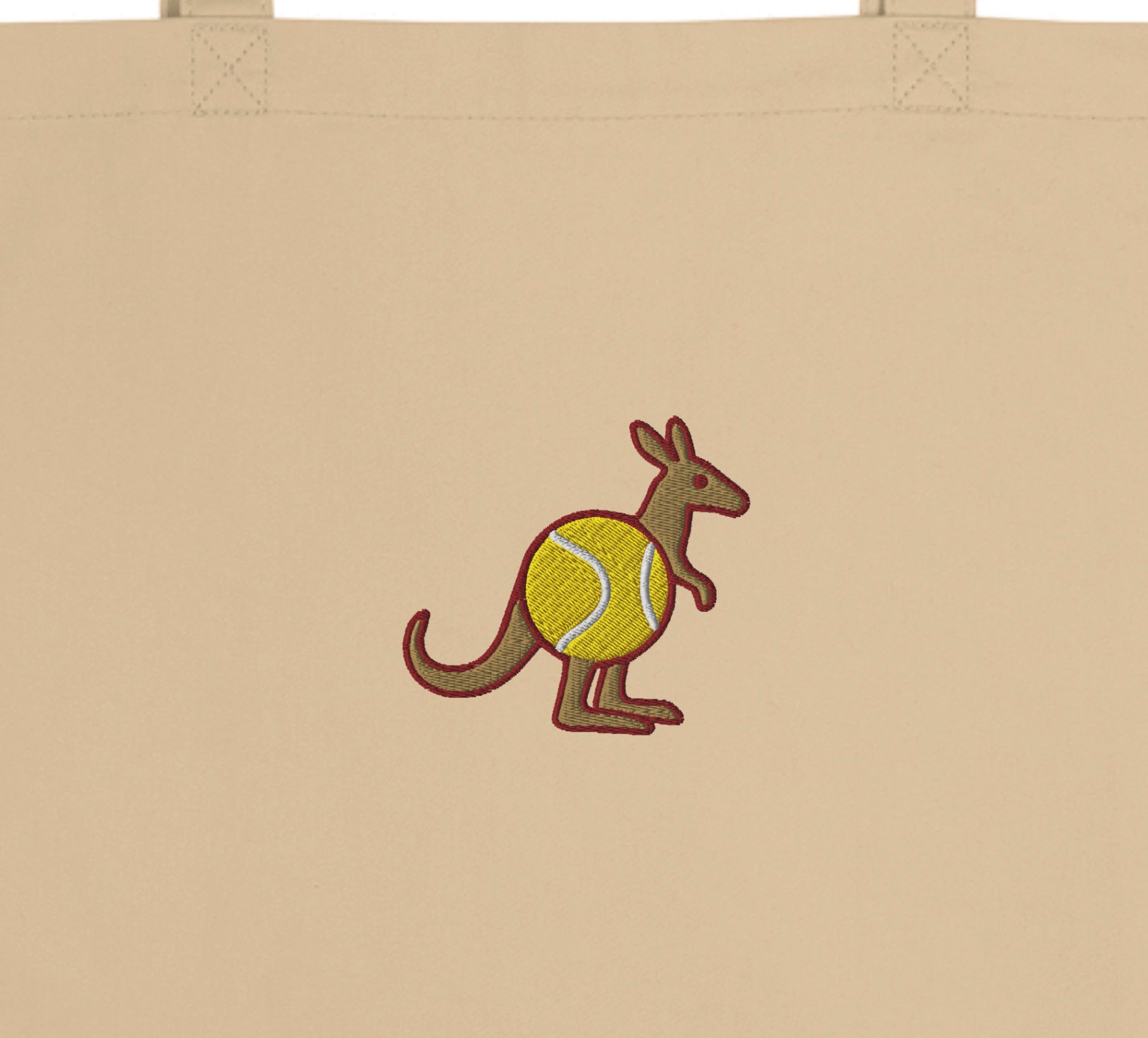 Close-up of natural cotton tote bag top edge and dual straps – stitching detail