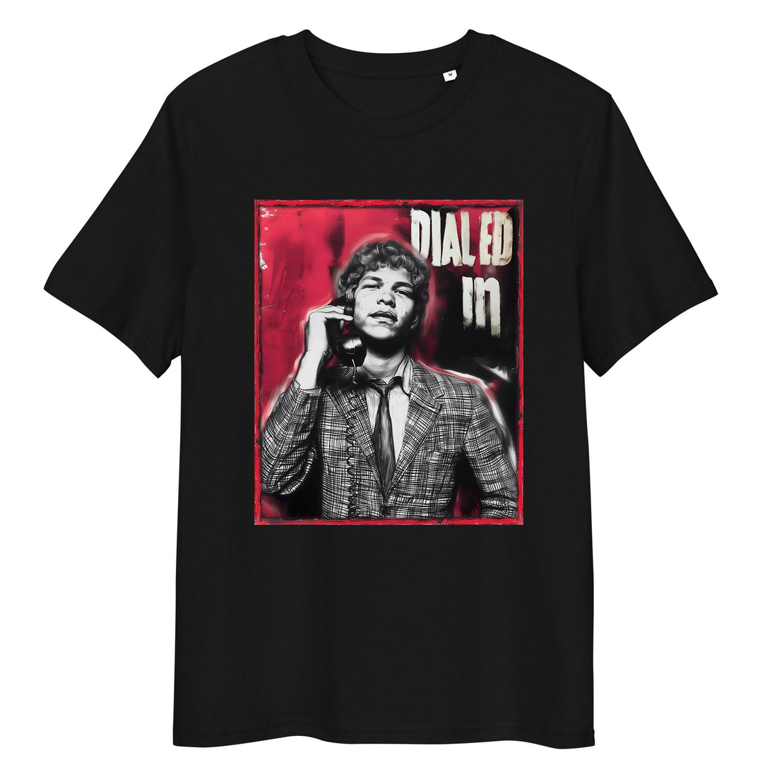 Black organic cotton tee featuring “Dialed in” graphic of Ben Shelton – front view