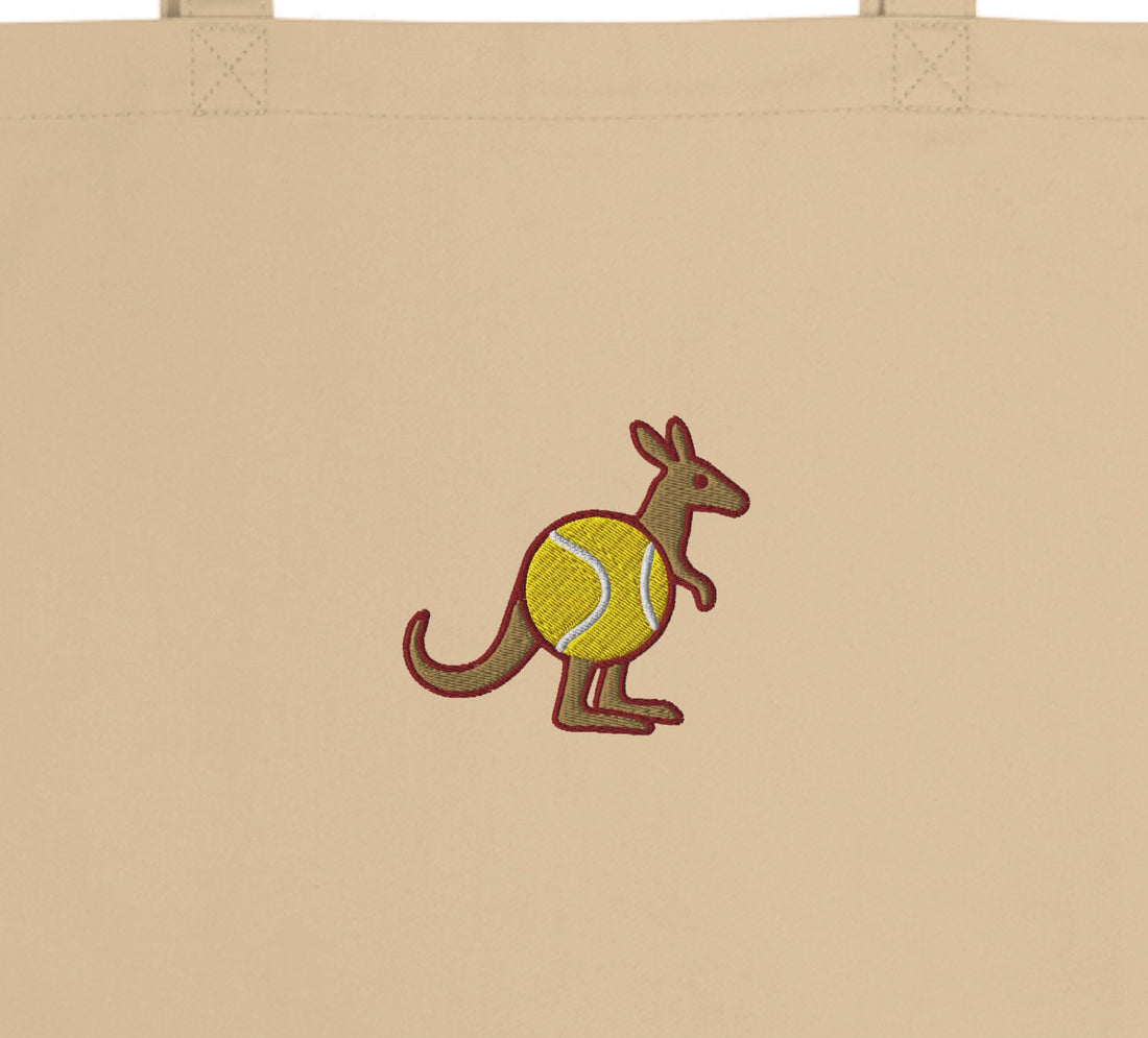 Close-up of natural cotton tote bag top edge and dual straps – stitching detail