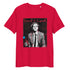 Red organic cotton tee featuring “Powered by Carrot” graphic of Jannik Sinner – front view