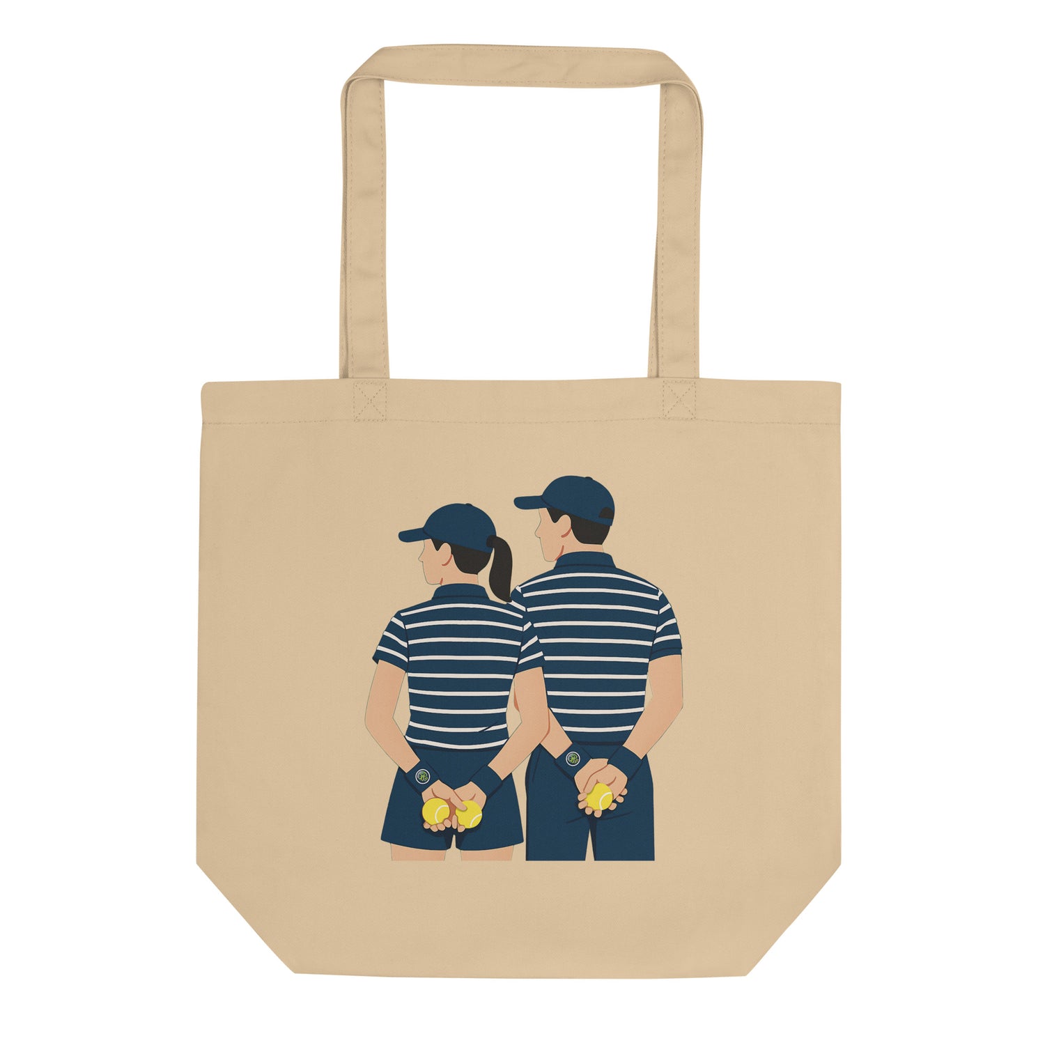 Oyster (beige) organic cotton tote bag featuring “Ball kids” graphic of Jannik Sinner – front view
