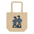 Oyster (beige) organic cotton tote bag featuring “Ball kids” graphic of Jannik Sinner – front view