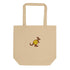 Natural cotton tote bag with embroidered Skippy kangaroo holding a tennis ball – front view