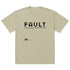 Faded Eucalyptus (sage green) oversized tee with black “FAULT – Own your fault” front print – hero view