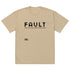 Faded Khaki (light khaki) oversized tee with black “FAULT – Own your fault” front print – hero view