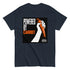 Navy classic tee with “Powered by Carrot” hand-and-carrot graphic – front view