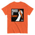 Orange classic tee with “Powered by Carrot” hand-and-carrot graphic – front view