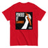 Red classic tee with “Powered by Carrot” hand-and-carrot graphic – front view