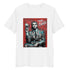 White organic cotton tee featuring “Top Spin” graphic of Carlos Alcaraz – front view