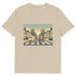 DESERT DUST (beige) organic classic-fit tee with “Big 4 Crossing” Abbey-Road-style print of Federer, Nadal, Djokovic & Murray – front view