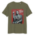 Khaki organic cotton tee featuring “Top Spin” graphic of Carlos Alcaraz – front view