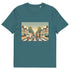 STARGAZER (Teal) organic classic-fit tee with “Big 4 Crossing” Abbey-Road-style print of Federer, Nadal, Djokovic & Murray – front view