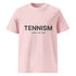 COTTON PINK (Pastel-pink) organic ribbed-neck tee with black “TENNISM – Court Culture” front print