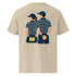 Desert Dust (beige) organic ribbed-neck tee with Ball Kids back print – flat lay, back view