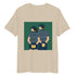Desert Dust (beige) organic ribbed-neck tee with Ball Kids front print – flat lay, front view