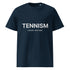 French Navy organic ribbed-neck tee with white “TENNISM – Court Culture” front print
