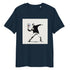 French Navy organic cotton tee with Banksy-style tennis player graphic – front view