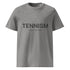 HEATHER GREY (Light-grey) organic ribbed-neck tee with black “TENNISM – Court Culture” front print