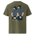 Khaki organic ribbed-neck tee with Ball Kids back print – flat lay, back view
