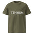 Khaki (Olive) organic ribbed-neck tee with white “TENNISM – Court Culture” front print