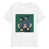 White organic ribbed-neck tee with Ball Kids front print – flat lay, front view
